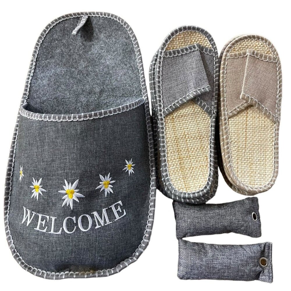 Welcome guest slippers set washable for house bulk 4‎ Pairs Indoor Family
